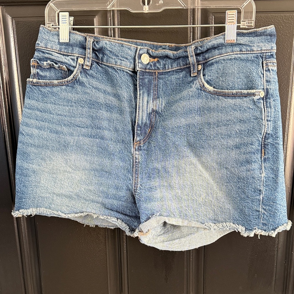 LOFT Denim Blue Frayed Jean Shorts
